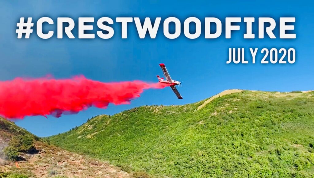 "#crestwoodfire July 2020" plane dropping retardant on hillside