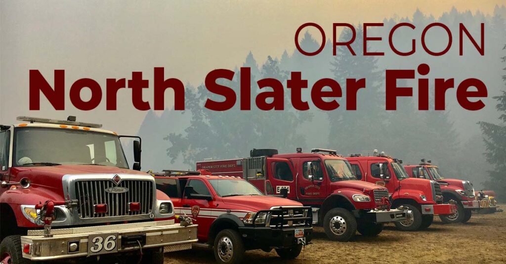 fire apparatus in line "Oregon North Slater Fire"